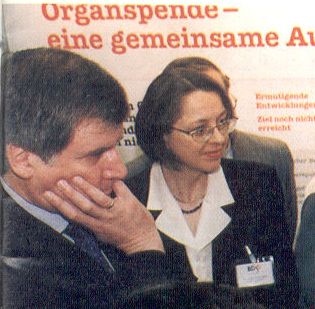 Dr. Heide Hollmer als Vertreterin des Bundes der Organtransplantierten (BDO) auf dem Kirchentag 1997 in Leipzig.